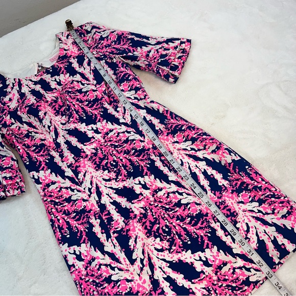 Lilly Pulitzer FIESTA STRETCH DRESS Nauti Navy Pink Beyond The Sea Shift Size 2 - Picture 9 of 12